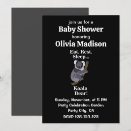 Invitación Ducha de Bebé Divertida con Oso Koala