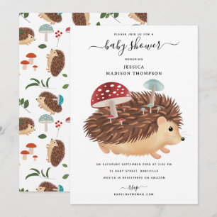 Invitación Ducha de Bebé Divertida de Erizo de Bosque de Hong