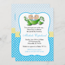Invitación Ducha De Bebé Doble - Dos Peas En Un Pod