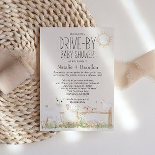 Invitación Ducha de bebé Drive-By Amigos de la Pradera Animal