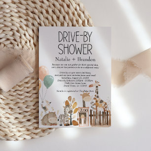 Invitación Ducha de Bebé Drive-By Animales de la Guardería de