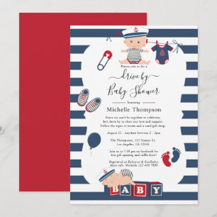 Invitación Ducha de bebé Drive By Niño Náutico
