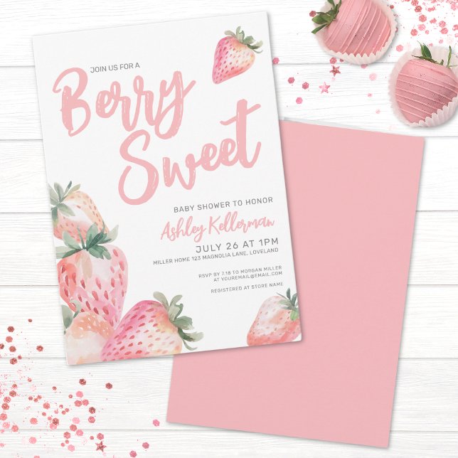 Invitación Ducha de Bebé Dulce como una Fruta (Berry Sweet Baby Shower Invitation)