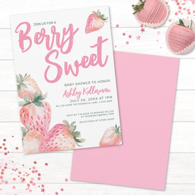 Invitación Ducha de Bebé Dulce como una Fruta (Berry Sweet Baby Shower Invitation)