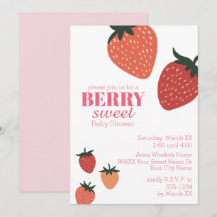 Invitación Ducha de bebé dulce de fresa y bayas