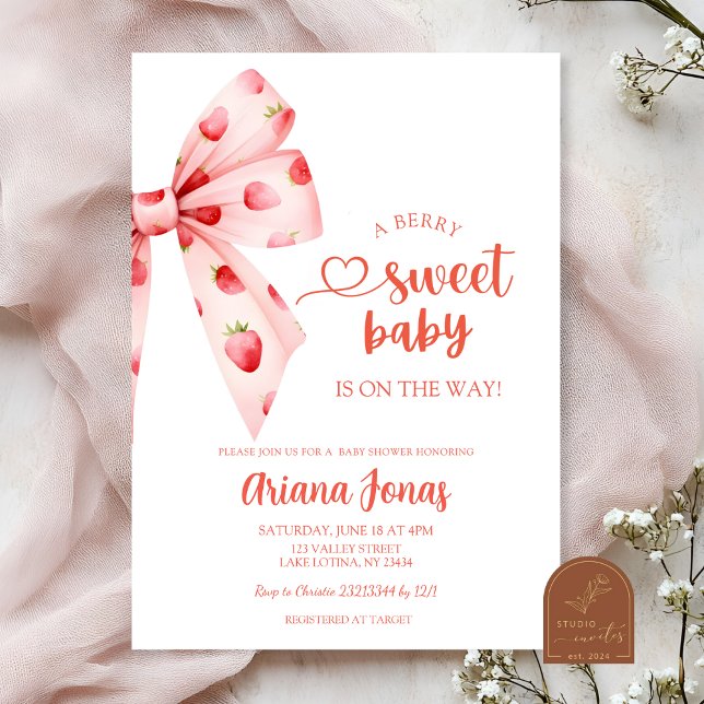 Invitación Ducha de bebé dulce fresa Arco de fresa  (Subido por el creador)