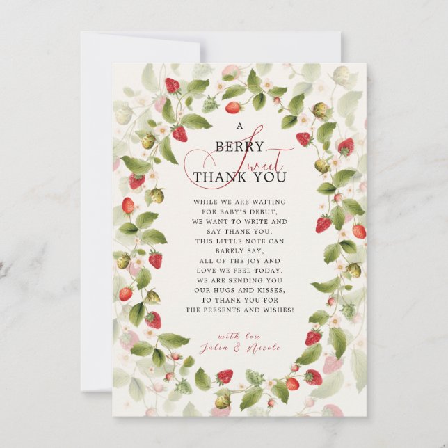 INVITACIÓN DUCHA DE BEBÉ DULCE FRESA SILVESTRE (Anverso)