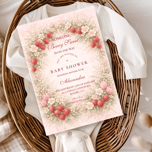 Invitación Ducha de bebé dulce fresa y bayas (Subido por el creador)