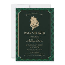 Ducha de Bebé Ecuestre de Gingham Verde