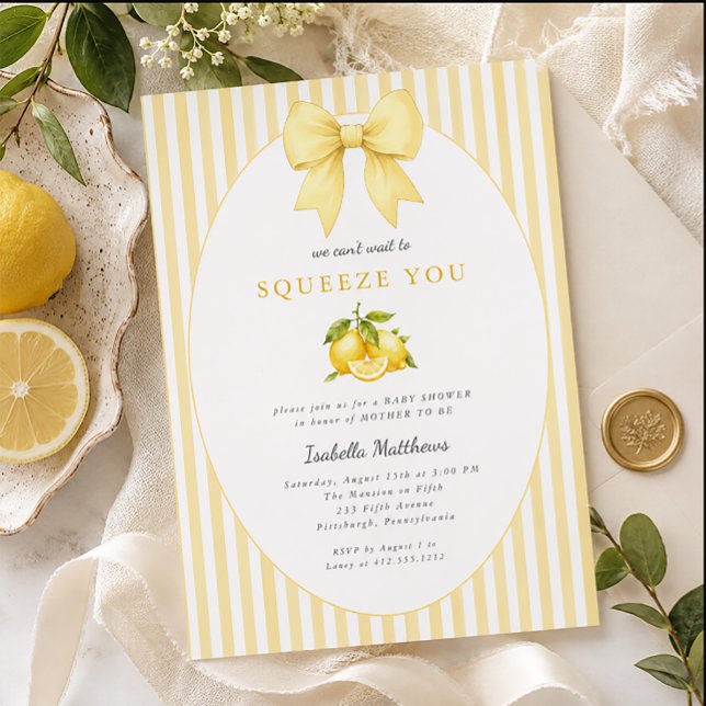 Invitación Ducha de Bebé El Limón No Puede Esperar para Apret (LEMON CAN'T WAIT TO SQUEEZE YOU BABY SHOWER INVITATION)