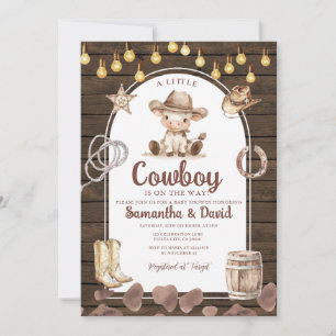 Invitación Ducha de bebé: El vaquero del arco de madera está