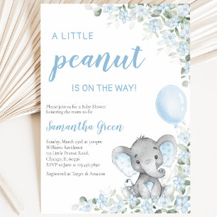 Invitación Ducha de Bebé Elefante Azul