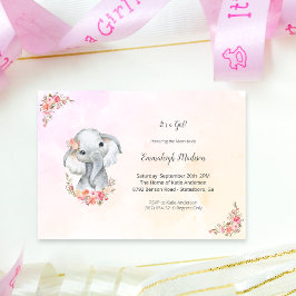 Invitación Ducha de Bebé Elefante Boho Chic Coral Acuarela