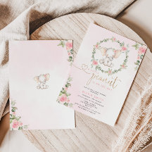 Ducha de bebé elefante chica floral