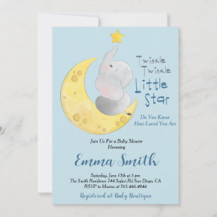 Invitación Ducha de Bebé Elefante Estrellita Brillante
