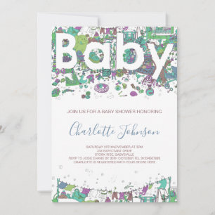 Invitación Ducha de bebé elefante neutral en cuanto al género
