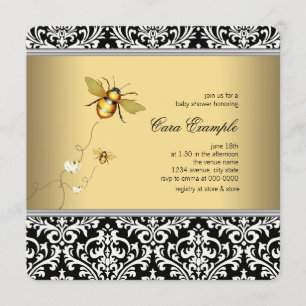 Invitación Ducha de Bebé Elegante Abejorro