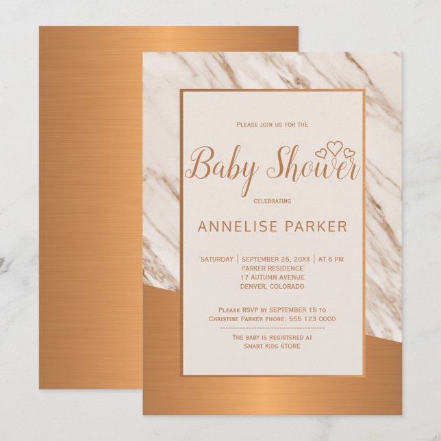 Invitación Ducha de bebé elegante de cristal de diseño de már (Anverso / Reverso)