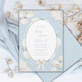 Invitación Ducha de bebé elegante Hortensia floral azul