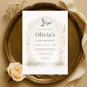 Invitación Ducha de Bebé Elegante Pato Silvestre