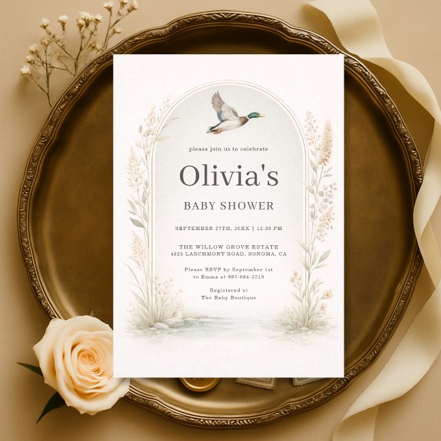 Invitación Ducha de Bebé Elegante Pato Silvestre (Subido por el creador)