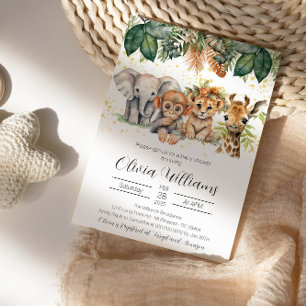 Invitación Ducha de Bebé Elegante Safari de la Jungla