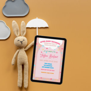 Invitación Ducha de Bebé en Abril, Abarcamiento de Bebé en Ma