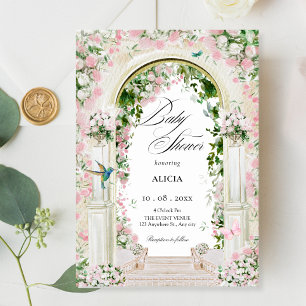 Invitación Ducha de bebé en arco estético de jardín floral