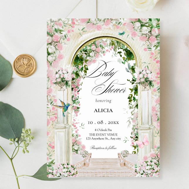 Invitación Ducha de bebé en arco estético de jardín floral (Subido por el creador)
