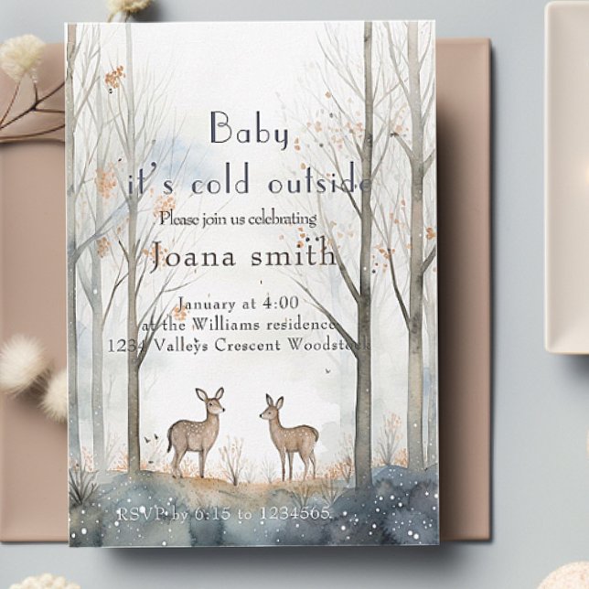 Invitación Ducha de bebé en bosque de invierno (Subido por el creador)