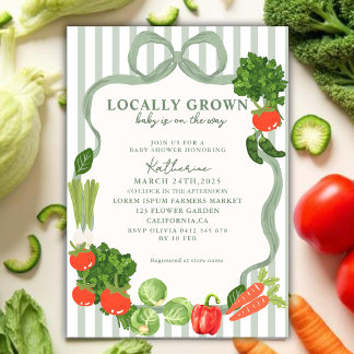Invitación Ducha de bebé en camino cultivada localmente