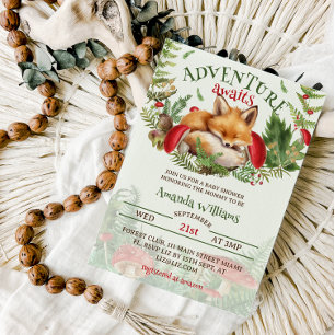 Invitación Ducha de Bebé en el Bosque de Zorros