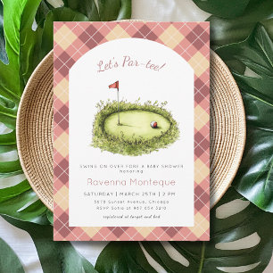 Invitación Ducha de bebé en el hoyo de golf Argyle de melocot