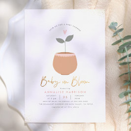 Invitación Ducha de Bebé en Flor Corazón Maceta de Oro
