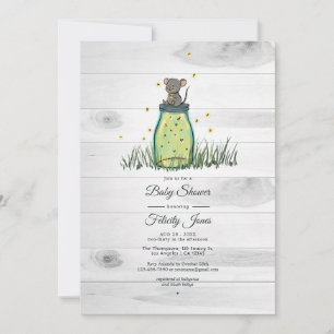 Invitación Ducha de bebé en frasco de Mason con luciérnaga y 