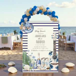 Invitación ducha de bebé en la playa primer rodeo costero