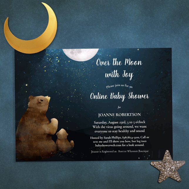 Invitación Ducha de Bebé en Línea Osos Sobre La Luna (Subido por el creador)