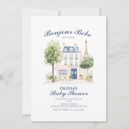 Invitación Ducha de Bebé en París Café Parisino Fiesta del Té