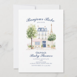 Invitación Ducha de Bebé en París Café Parisino Fiesta del Té