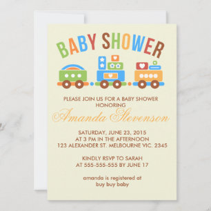 Invitación Ducha de bebé en tren de transporte de Personaliza