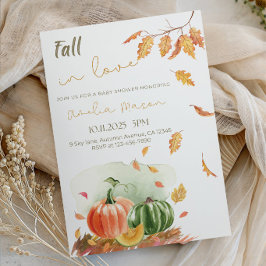 Invitación Ducha de Bebé 'Enamórate' - Hojas de Calabaza de O