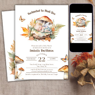 Invitación Ducha de Bebé Encantada Hada Otoño Bosque