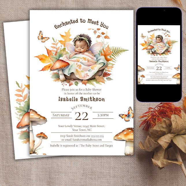 Invitación Ducha de Bebé Encantada Hada Otoño Bosque (Subido por el creador)