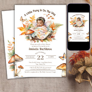 Invitación Ducha de Bebé Encantada Hada Otoño Bosque