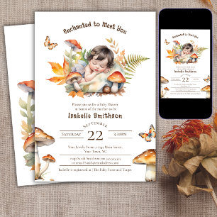 Invitación Ducha de Bebé Encantada Hada Otoño Bosque