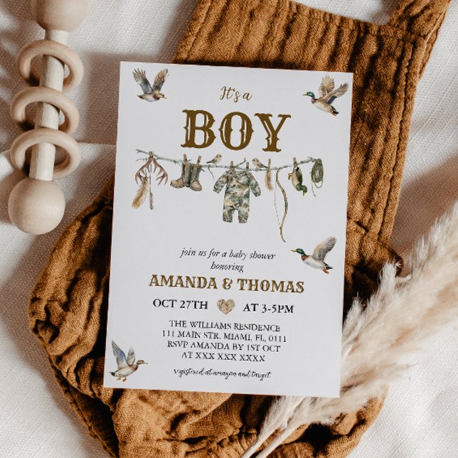 Invitación Ducha de Bebé Es un Niño Cazador  (Subido por el creador)