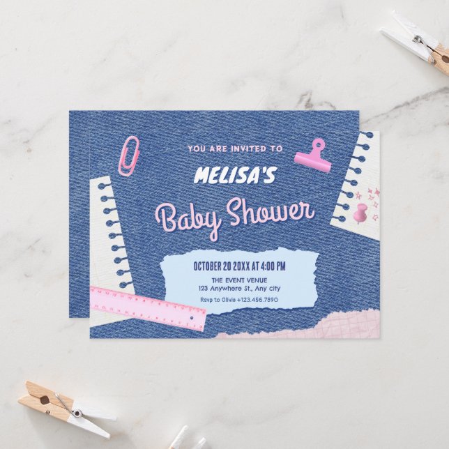 Invitación Ducha de bebé estética Y2k (Anverso/Reverso In Situ)