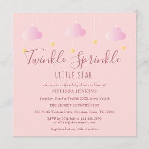 Invitación Ducha de Bebé Estrella Brillante Rosa