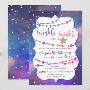 Invitación Ducha de Bebé Estrellas Brillantes Salpicadura de