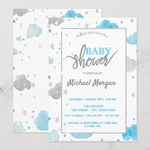 Invitación Ducha de Bebé Estrellas y Nubes
